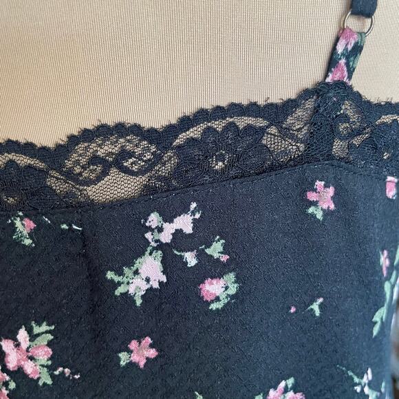 Arizona Y2K Babydoll Dark Floral Top Size XL Lace Trim Fairy Grunge Whimsygoth - Picture 6 of 11